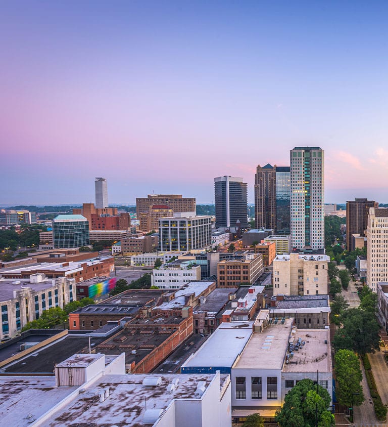several tall buildings in a city